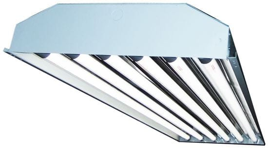 Picture of Fluorescent 4' Highbay Fixture 20YR Hybrid Program-Start Ballast 6 Lamp F32T8 6-F32T8