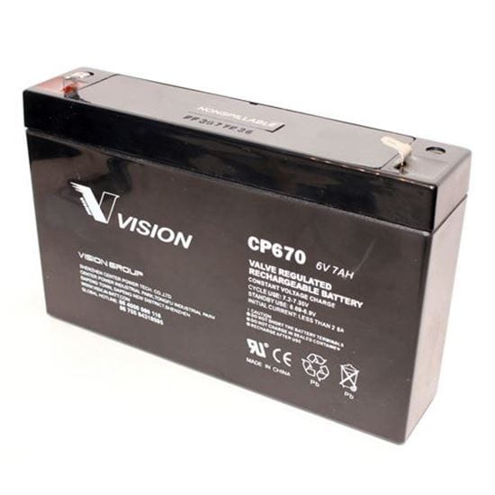 CP670 6V 7.0Ah Sealed Lead Acid Rechargeable Battery, Valve Regulated                                                                                 